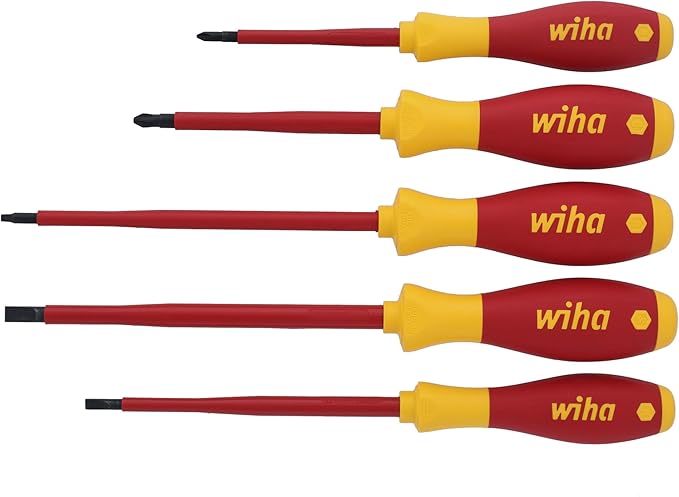 Wiha 32059 5 Piece Insulated SoftFinish Slotted/Phillips/Square Screwdriver Set