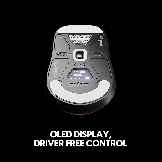 Pulsar Gaming Gears X2A v3 eS Wireless Gaming Mouse, Ultra Lightweight, Optical Switch, 32000 DPI, 750 IPS, XS-1 Sensor, 8k Compatible (Mini, Black)