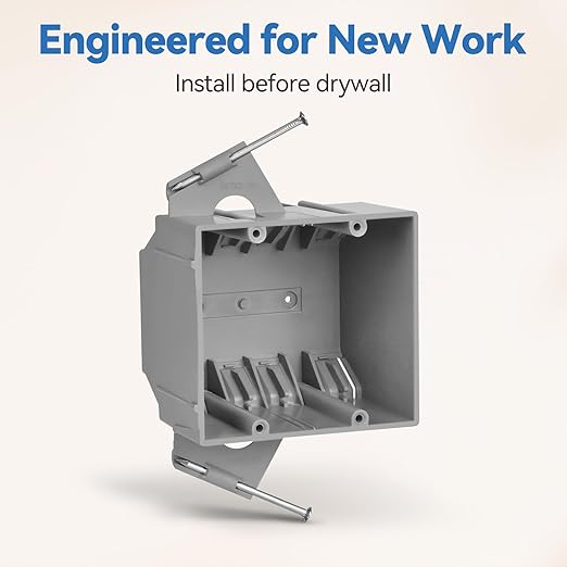 2 Gang Electrical Box New Work, 32 Cu.in, UL Listed, 12-Pack