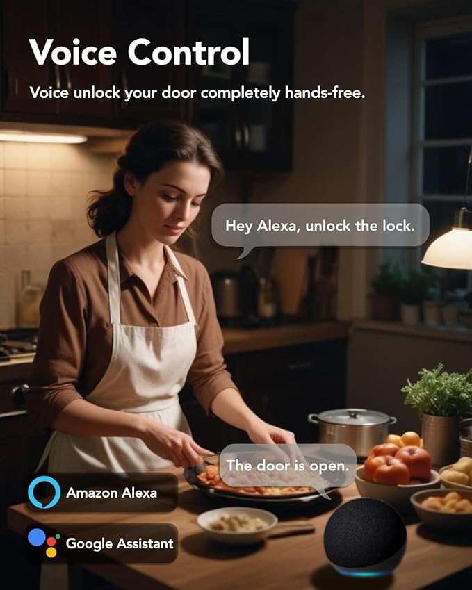 Devo G7 Smart Door Lock with Handle, Keyless Entry Door Lock, Touchscreen Keypad Deadbolt, Fingerprint Door Knob, Built-in-Wi-Fi, APP Remote Control, Auto Lock, Easy Installation