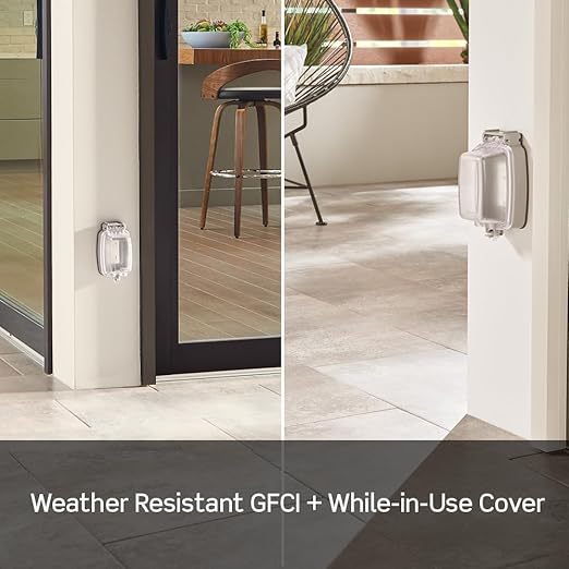 Leviton GFCI Weather-Resistant Outlet, 15 Amp, Self Test, Non Tamper-Resistant with LED Indicator Light, Outdoor Locations, GFWR1-E, Black