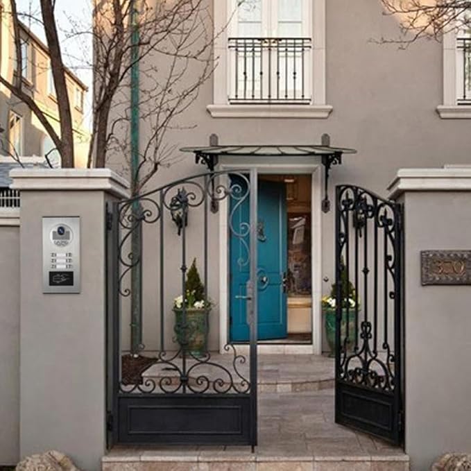 Video Apartment Intercom System,6 Units 7 inch Monitor Wired Video Door Phone Kit,Indoor Outdoor Video Doorbell,ID Keyfobs Unlock,2 Way Audio,6-Screen for Home Apartment (1 Doorbell+6 Monitor)