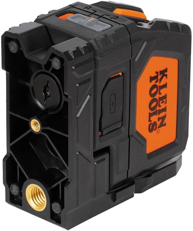 Klein Tools 93LCLGR Self-Leveling Laser Level, Rechargeable, with Bright Green Cross-Lines and Red Plumb Spot, Magnetic and Ceiling Clamp Mounting