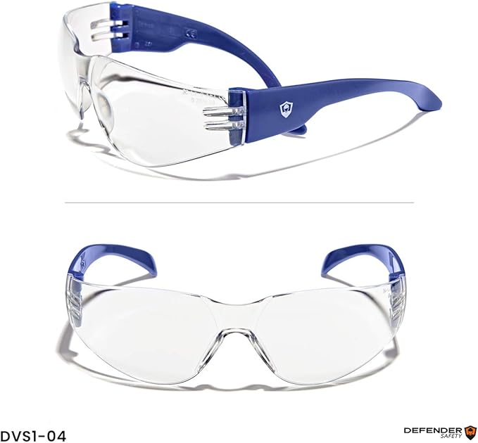 Defender Safety VS1 Safety Glasses, 30 pack, Polycarbonate protective eyewear, impact resistant Anti Scratch, ANSI Z87