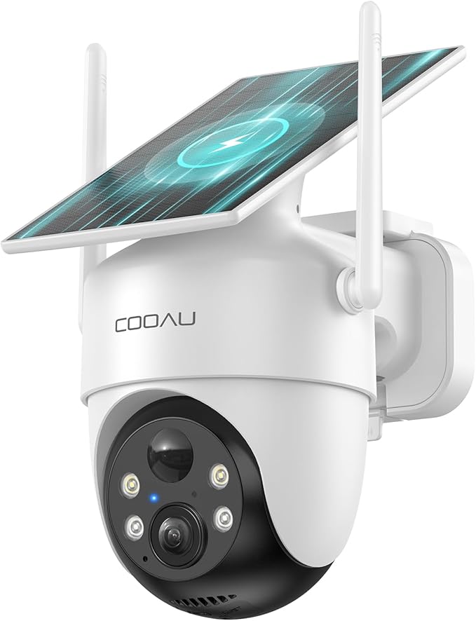COOAU Solar Security Cameras Wireless Outdoor – Low-Light Rechargeable, Easy to Install, 2K 360° Cameras for Home Security, Surveillance Cam with AI Smart Detection, Wi-Fi 6, Color Night Vision,IP66