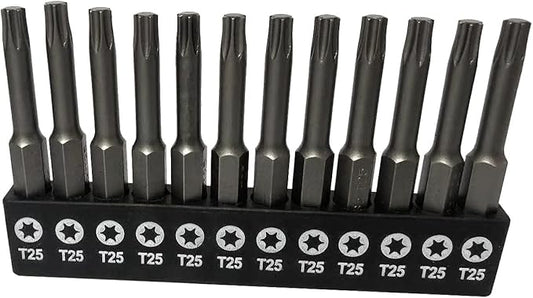 aiyun 12-Piece T25 Security Bits, 2 Inch long S2 Steel Magnetic Security Screwdriver Set, 6 Point Star Driver Bit Set Screwdriver for Shark Vacuum (50mm T25)