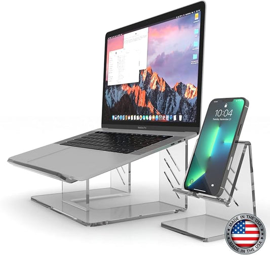 6MM Acrylic Laptop Stand with Ergonomic Design, Compatible with 10-17 Inch Laptops, Made in USA