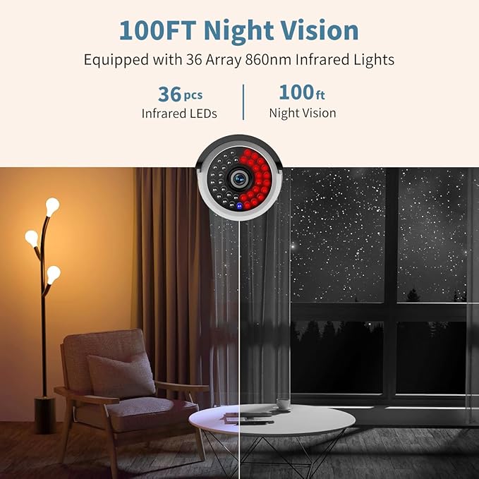 《Dual Antenna Enhanced & 100FT Night Vision》Outdoor Wireless Security Camera System, WiFi Cameras, Home Video Surveillance Systems, Surveillance DVR Kits