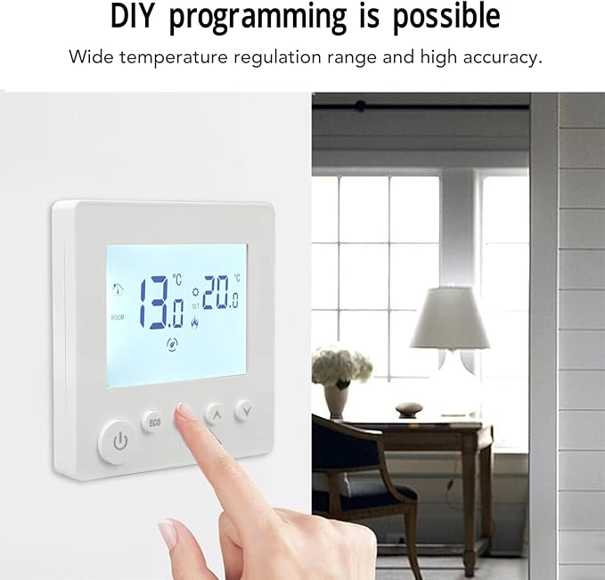 Floor Heating Thermostat, 90V-240V Floor Temperature Controller Smart Programmable Control Panel LCD Display for Home Indoor