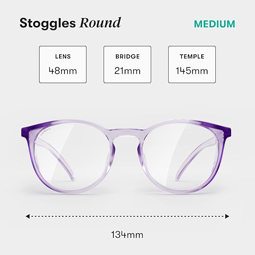 Stoggles Round Z87.1 Certified Polycarbonate Safety Glasses, Scratch & Shatter-Proof, Blue-Light & UV Blocking Lens, Top & Side Shields, Anti-Fog Dip Coated, Durable, Protective & Stylish Eyewear