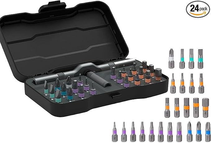 24 in 1 Magnetic Screwdriver Set, DIY Ratchet Screwdriver Set, Multi Bit Magnetic Drive with Ratchet Handle, Portable Compact Repair Tool Kit for Home, Electronics, Furniture, Computer, Bike Repairs