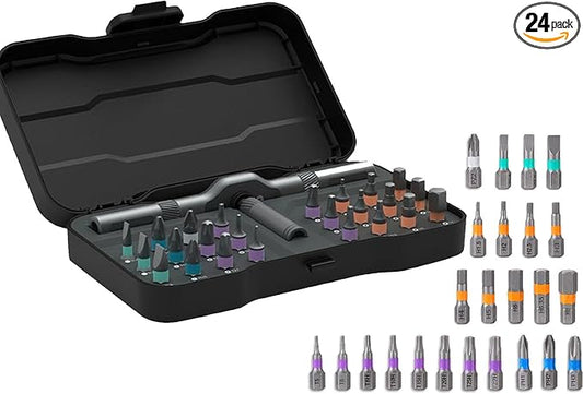 24 in 1 Magnetic Screwdriver Set, DIY Ratchet Screwdriver Set, Multi Bit Magnetic Drive with Ratchet Handle, Portable Compact Repair Tool Kit for Home, Electronics, Furniture, Computer, Bike Repairs
