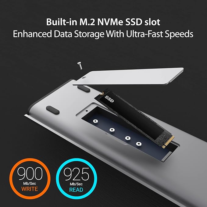 j5create USB C Dual 4K 60Hz Display Docking Station (12-in-1), Built-in M.2 SSD Slot, HDMI, DisplayPort, 10Gbps USB-A, Card Reader, PD 100W, Ethernet, for 2021 MacBook Pro (JCD552)