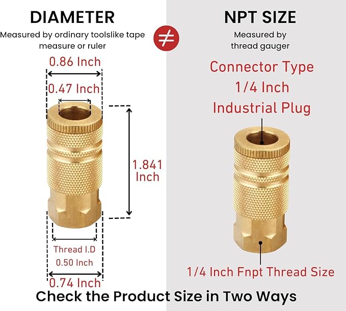 Industrial Brass Air Coupler & Plug Kit, 1/4" NPT Air Tool Fittings Set, Quick Connect Air Hose Fittings Air Compressor Accessories, 28 Pcs