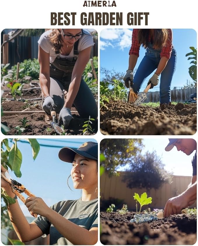 Gardening Tool Set of 5 Heavy Duty Aluminum Garden Tools with Non-Slip Rubber Grip, Fashion Garden Bag, Durable Hand Tools for Gardener, Weeding, Gardening Gifts for Women,Men - Floral