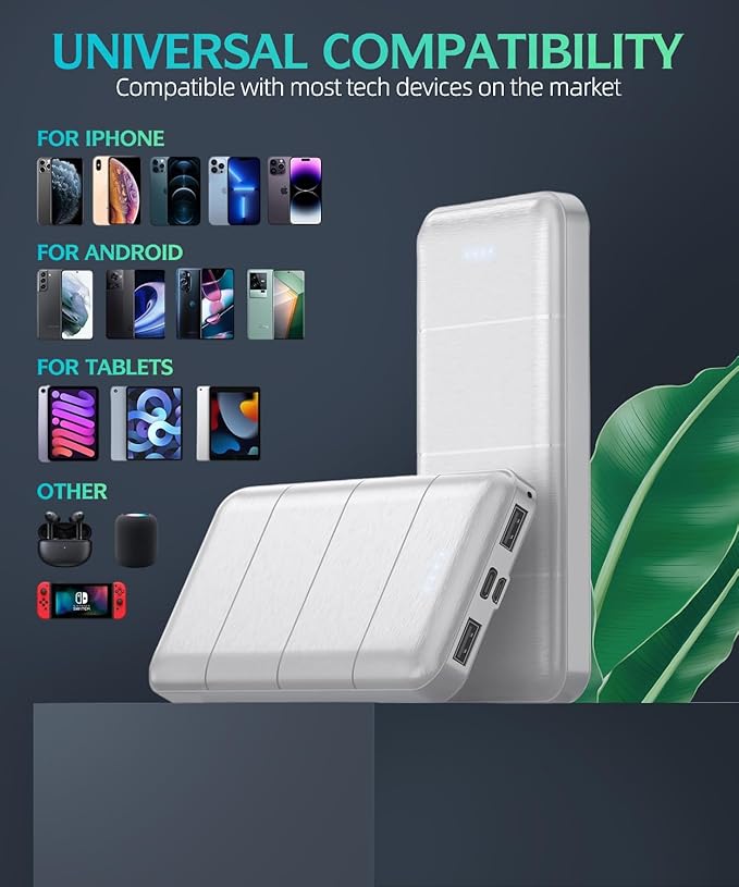 Portable-Charger-Power-Bank - 2 Pack 15000mAh Dual USB Power Bank Output 5V3.1A Fast Charging Portable Charger Compatible with Smartphones and All USB Devices