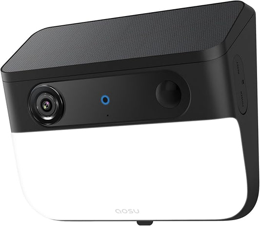 AOSU Solar Wall Light Cameras, 3K Security Cameras Wireless Outdoor, Battery Powerd Enhanced AI Detection for Fences & Parking, Easy Setup, Color Night Vision [2.4G+Bluetooth]