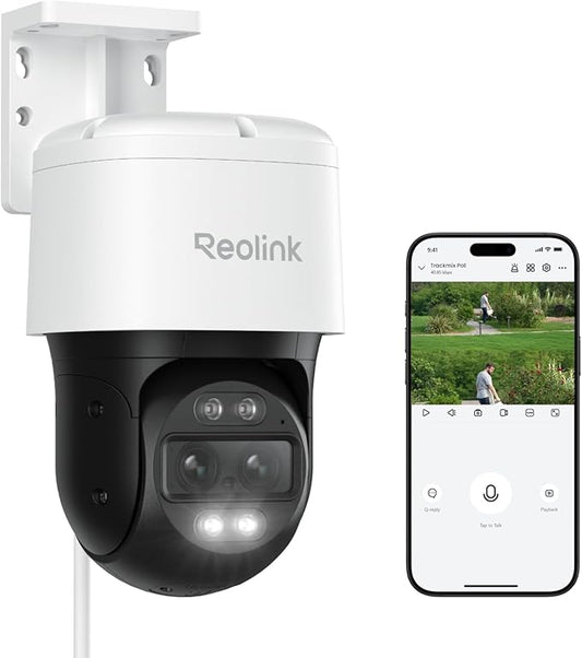 REOLINK PTZ Security Camera System 4K, IP PoE 360 Camera with Dual-Lens, Auto 6X Hybrid Zoomed Tracking, 355 Pan & 90 Tilt, Outdoor Surveillance, AI Detection, TrackMix PoE