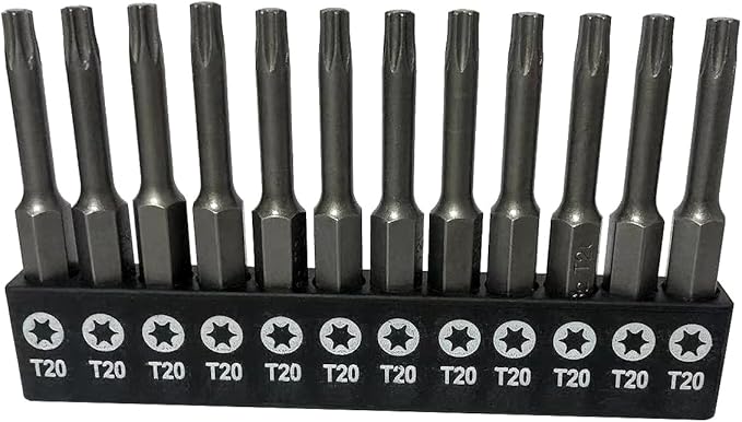 aiyun 12-Piece T20 Security Bits, 2 Inch long S2 Steel Magnetic Security Screwdriver Set, 6 Point Star Driver Bit Set Screwdriver for Shark Vacuum (50mm T20)