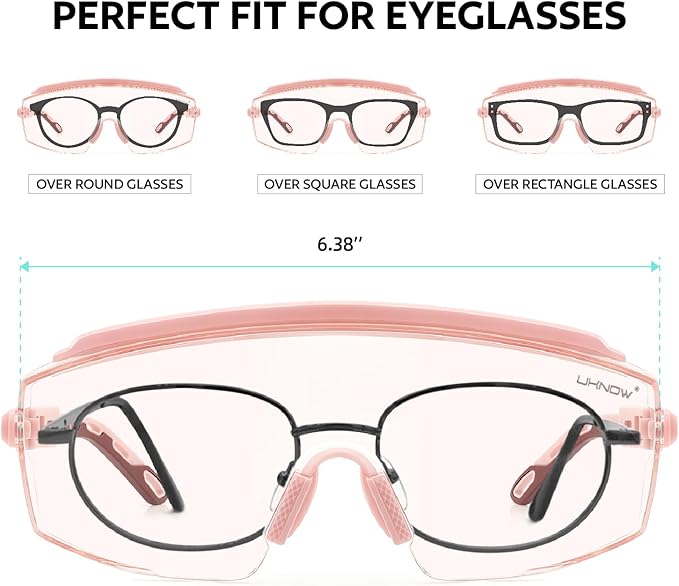 UKNOW Safety Glasses Over Eyeglasses, Anti Fog Safety Goggles ANSI Z87.1, Adjustable Protective Eyewear