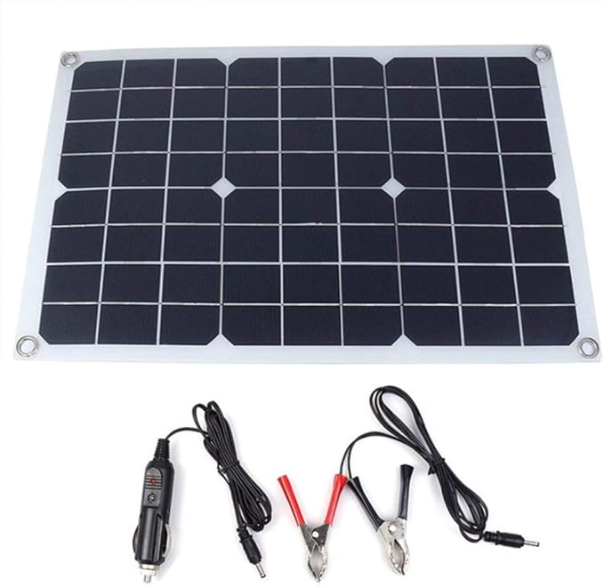 Lixada Solar Panel Charger USB Port Portable High Power Monocrystalline Solar Panel Phone USB Devices Charger & Car Battery Charging Clip Line for Cell Phone Camping RV Boat Marine - 20Watt