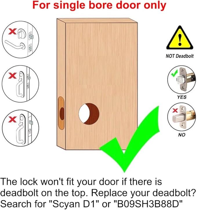 Smart Door Lock, Keyless Entry Door Lock, SCYAN X2 Handle Lock with Touchscreen Keypad Access, Auto Locking, for Home, Airbnb Rental House, Satin Nickel