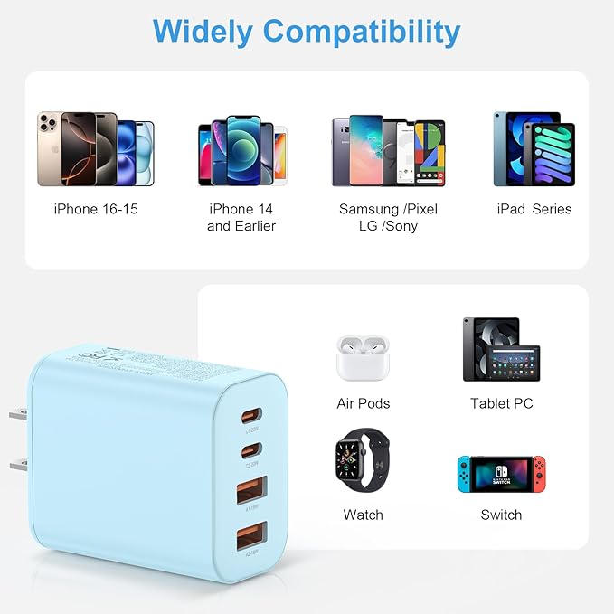 USB C Charger Block,40W USB C Charger Cube,Type C Charging Block,USB Wall Chargers Dual Port PD+QC Charging Cube for iPhone 16 15 14 13 12 11 Pro Max XS,iPad, Samsung Phone,Tablet(Blue)