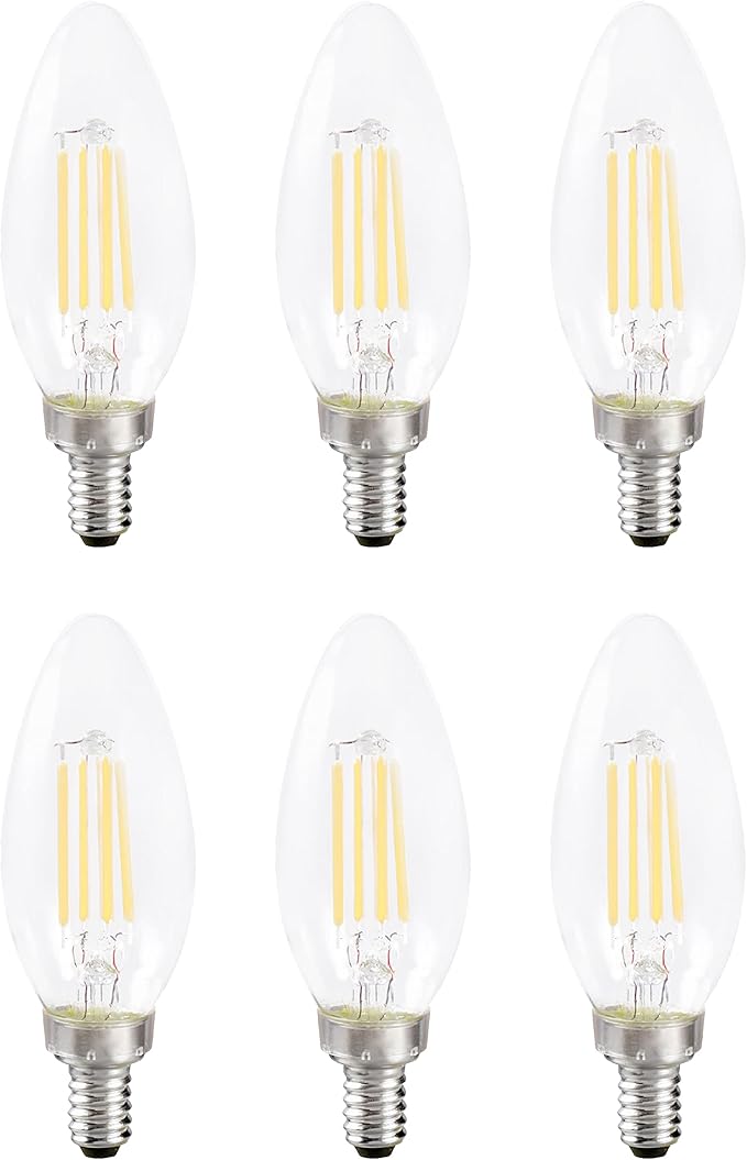 SYLVANIA ECO LED B10 Light Bulb, 40W=2.5W, 7 Year, 300 Lumens, Non-Dimmable, Clear, 2700K, Soft White - 6 Pack (40878)