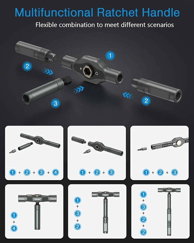AMIR 42 in 1 Magnetic Screwdriver Set, Handle Ratchet Screwdriver Set Magnetic with 40 PCS Bits, Precision Repair Tool Kit for Tools Home Improvement Computer Bicycle