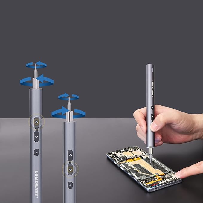 COMOWARE Mini Electric Screwdriver-50 in 1 Precision Small Electric Screwdriver Set for PC Building with LED Light & 48 bits, Magnetizer, Magnetic Mat, Handy Repair Tool for Phone Watch Camera