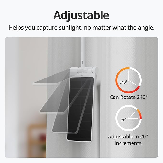 SwitchBot Solar Panel Charger for Curtain 3 - Performance Upgrade, Easy to Use, Support Low Light Charging, Smart Solar Panel for SwitchBot Curtain 3 Rod/U Rail, Non-Stop Solar Power Supply