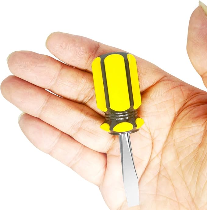 Buspoll Short Screwdriver Set: Two-Color Small Handle Stubby Screwdriver - Phillips & Flat Head