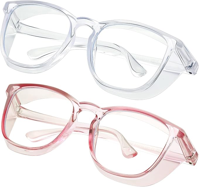 Safety glasses Goggles Nurses Protective Eyewear - Anti Fog Square Frame Stylish Clear Glasses for Women Men