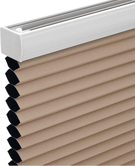 Changshade Cordless Cellular Shades, Blackout Honeycomb Shades for Windows, Pull Down Pleated Blinds, Easy to Install for Indoor Windows and French Doors,70" W x 72" H, Light Brown