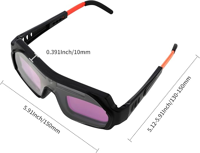 A.I.FORCE Auto Darkening Welding Goggles, Solar Powered True Color Anti-Glare Safety Welding Glasses for TIG MIG MMA Plasma Welding, Lightweight Welders Glasses with Protective Lens and Elastic Band