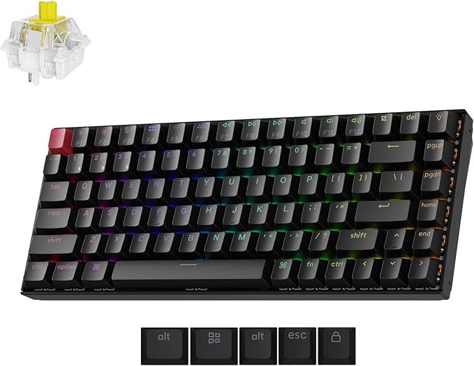Keychron K2 75% Layout QMK Wireless and Wired Options Mechanical Keyboard Super Banana Switch, RGB Backlit with Shine-Through Double-Shot PBT Keycaps for Mac Windows-Version 3