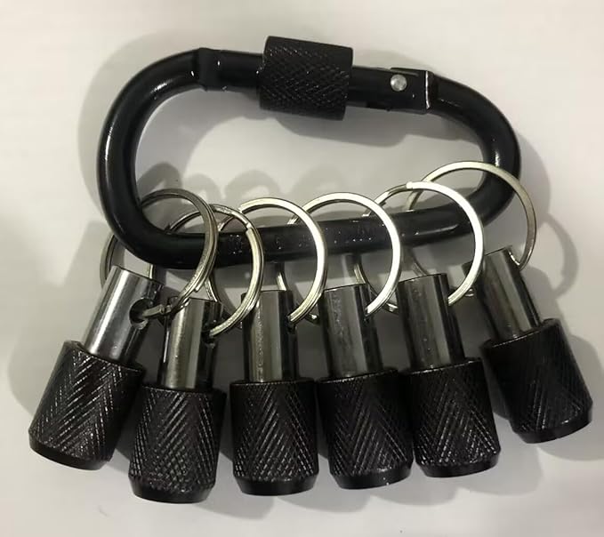 LUEXBOX 1/4 Inch Bit Holder Keychain, Hex Screwdriver Bits Holder Extension Bar, Quick Change Screw Bit Holder for Most Electric, Hand-held Screwdrivers and Drill Bits (B: Black 6pack)