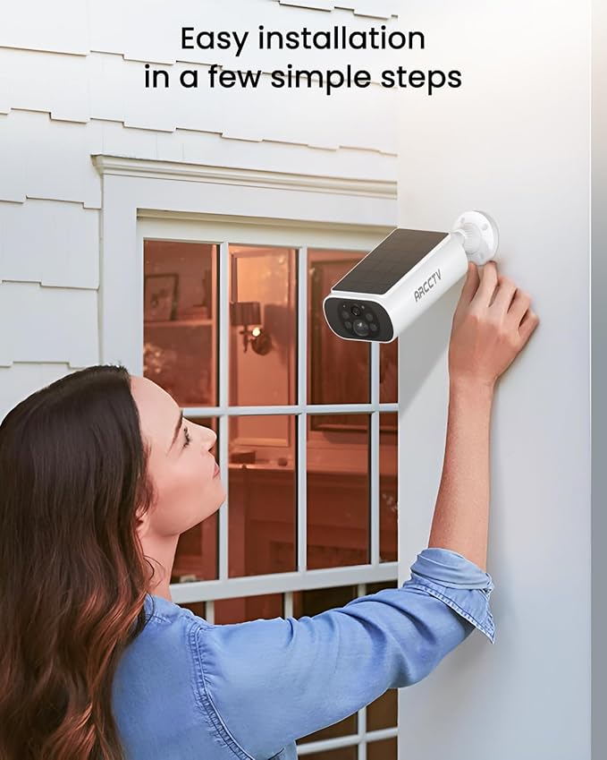 Solar Security Cameras Wireless Outdoor, 4 Cam-Kit, 4MP Solar Security Camera Wireless System, Color Night Vision, Motion Detection, No Monthly Fee, 64GB Memory Card