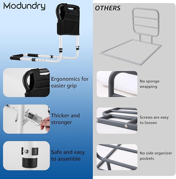 Bed Rails for Elderly Adults Safety: Adjustable Bed Assist Rails for Seniors & Patients with Storage Bag - Adjustment Fits Twin/Queen/King Cali Beds - Bedside Rail Handle Support Bar Bed Guard Rails