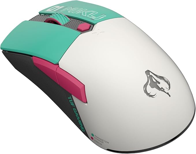 ASUS TUF Gaming Hatsune Miku Edition Mini Wireless Mouse – Right-Handed, 65g Lightweight, Compact, Tri-Mode Connectivity, 12K DPI, up to 134Hr Battery, RGB Miku Logo, PC/Mac Support - Aqua