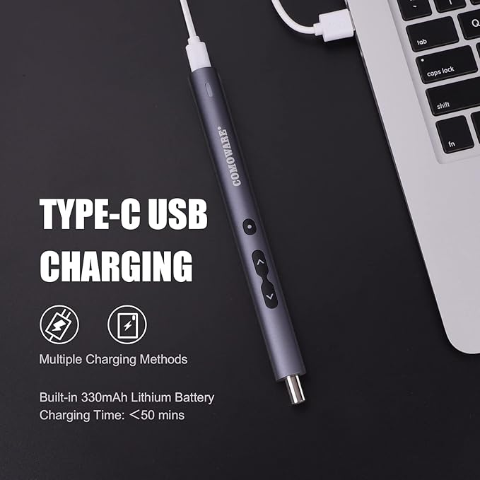 COMOWARE Mini Electric Screwdriver-50 in 1 Precision Small Electric Screwdriver Set for PC Building with LED Light & 48 bits, Magnetizer, Magnetic Mat, Handy Repair Tool for Phone Watch Camera