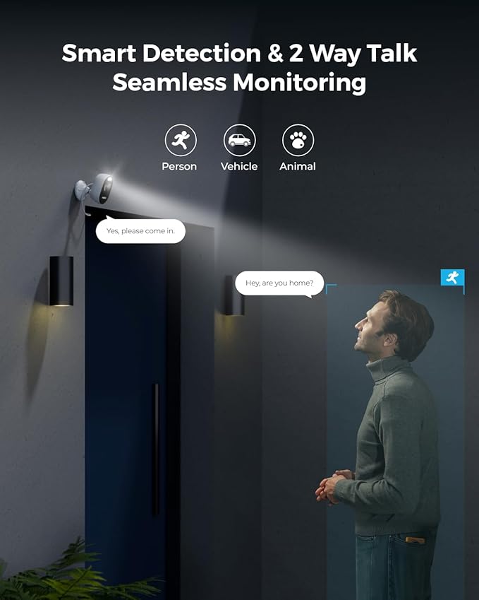 REOLINK Wireless Outdoor Security Camera Lumus 2K, Upgraded 4MP Spotlight Color Night Vision, 2.4/5GHz Dual-Band WiFi Plug in Camera, Smart Person/Vehicle/Animal Detection, Two-Way Talk, Local Storage