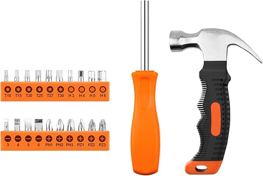Tool Set, 22 Piece Household Hand Tool Kit, Convenient or Home, Garage, Office and Dorm Use - Essential Tools for the Whole Family, Orange