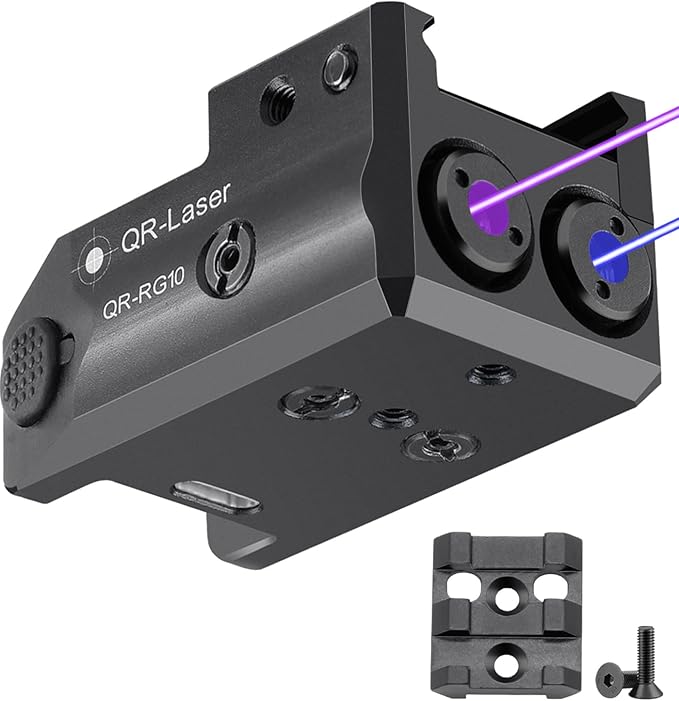 Red Green Purple Blue Laser Light Combo, 800 Lumens Tactical Flashlight Laser Sight, Built-in USB Rechargeable Battery, Adjustable Compact Tactical LED Light Laser Beams for Handguns with a Rail