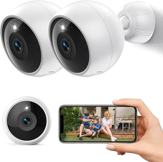 Security Cameras Wireless Outdoor,2K Battery Wireless WiFi Cameras for Home Security,AI Motion Detection,Local SD/Cloud Storage,Smart Home Cam (White 2 Pack)