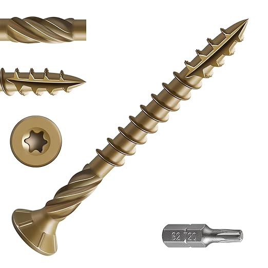 #8 * 1-5/8" Deck Screws, (942pcs) 5 lbs.Exterior Wood Screws, Rust Resistant Epoxy Coated, Bronze, T20 Star Bit