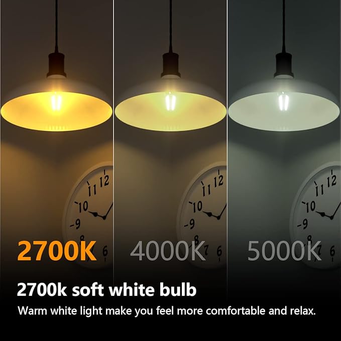 LED Edison Light Bulbs, Non-Dimmable 4W G45 2700 Kelvin E26 LED Bulb, 40W Incandescent Equivalent Warm White Light Bulb for Tiffany Large Table Lamp, Home Pendant Light, Ceiling Fans (6 Packs)