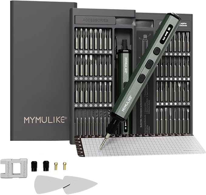 Mini Electric Screwdriver Set, 78 in 1 Small Precision Screwdriver Kit, 65 Preicison Bits, 5 Torque Settings, 4 LED Lights, Magnetic Portable Repair Tool Kit for PC RC Electronic, Watches