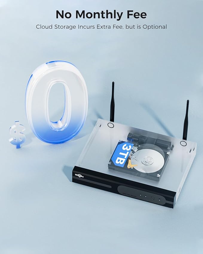 Hiseeu 100ft WiFi Security Camera System, 16CH 4K NVR Kit, Wired Powered 8Pcs 5MP CCTV Home Security Camera System for Indoor/Outdoor Use, Night Vision, IP66, Motion Detection, 3TB Hard Drive