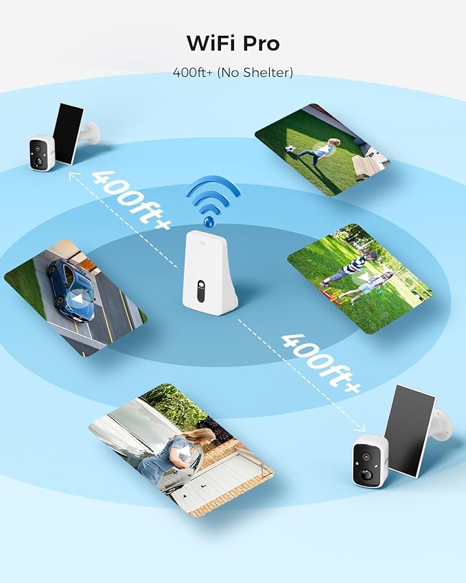 Hiseeu Solar Security Cameras Wireless Outdoor, 4 Cam-Kit, Expandable to 10CH, No Monthly Fee, Solar-Powered, Wireless Security Cameras System with 2K Color Night Vision, Easy Setup, 2.4G & 5G WiFi